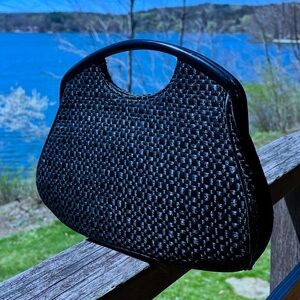 DePinna Black Woven Handbag - Braided Black - Vintage!